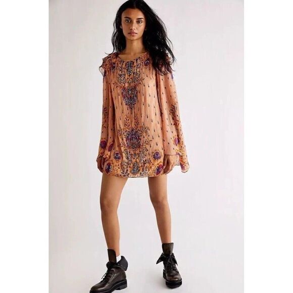NWT FREE PEOPLE FULL MOON FROCK EMBELLISHED MINI DRESS - Picture 1 of 3